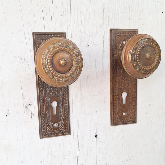 Fancy Designed Door Knobs & Plates, Complete Set Victorian Door Hardware