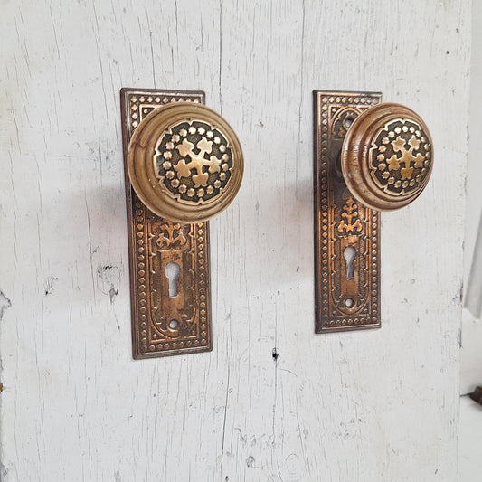 Century Pattern Door Hardware, Eastlake Backplate and Doorknobs