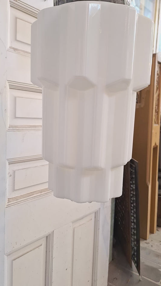 Large Art Deco Skyscraper Pendant Church Light, Wedding Cake Style Light, Antique Pendant Light, Tiered Glass Shade, Architecture Salvage