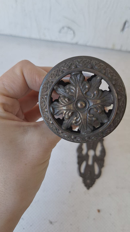 Hopkins and Dickinson Pierced Knobs and Backplates, Open Design Doorknobs and Plates in Cast Iron, Italian Rennaisance Door Hardware 050604