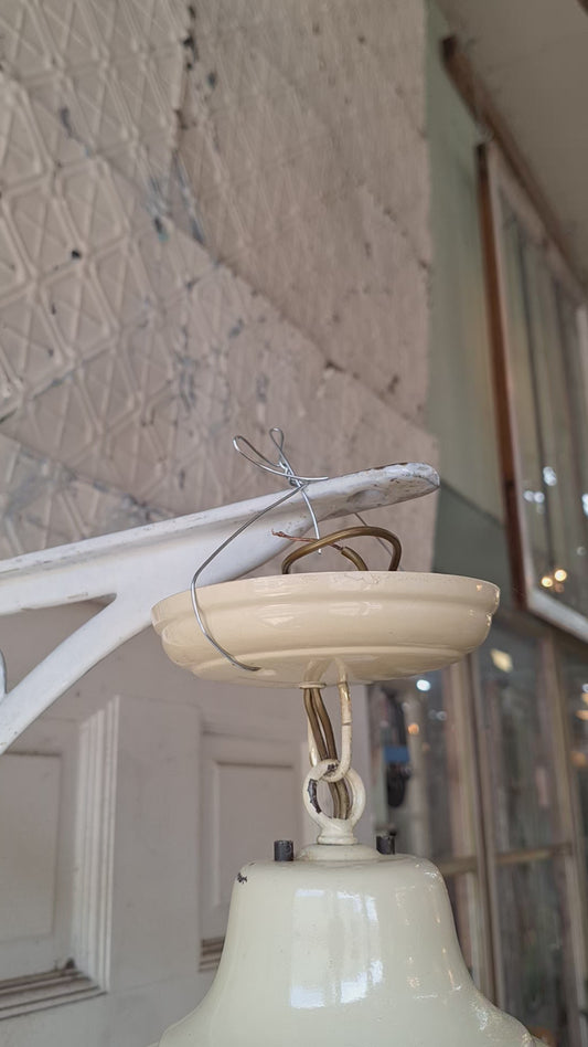 Art Deco Two Tone Glass Pendant Light, Chrome and Prismatic Glass Skyscraper Light, Antique Milk Glass Deco Lightg