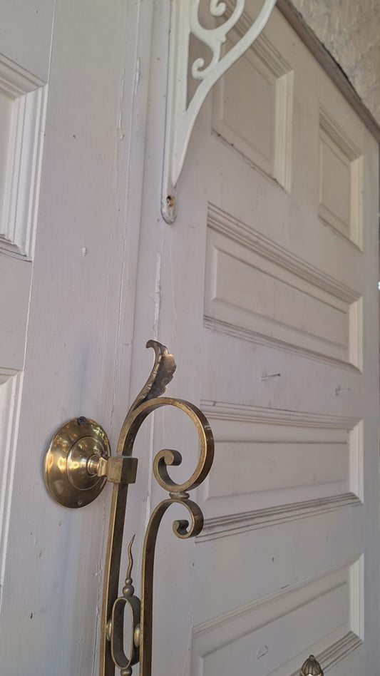 Large Bronze Sconce with Candle Sockets and Milk Glass Shade, Antique Large Wall Sconce, Architecture Salvage 031101