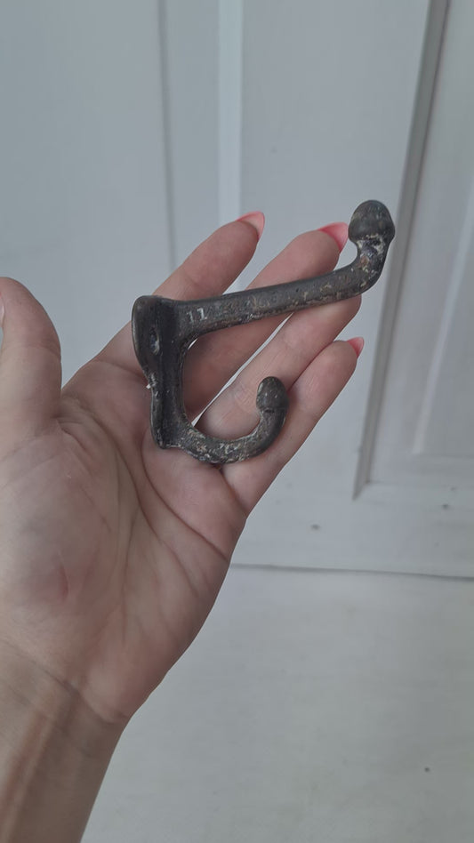 Three Large Iron Acorns Wall Hooks, Antique Coat or Hat Hooks, Large Sized Cast Iron Hooks, Architecture Salvage