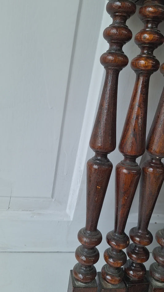25 Matching Antique Stair Spindles, Set of 15 Turned Wood Staircase Balusters #041603