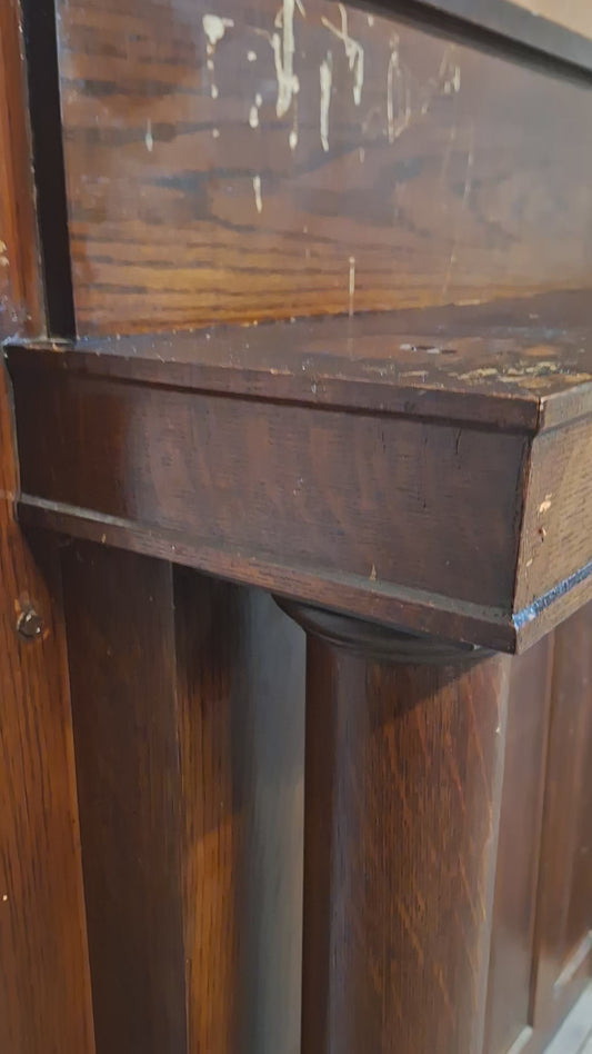 Antique Quarter Sawn Oak Fireplace Mantle, Fireplace Surround with Columns