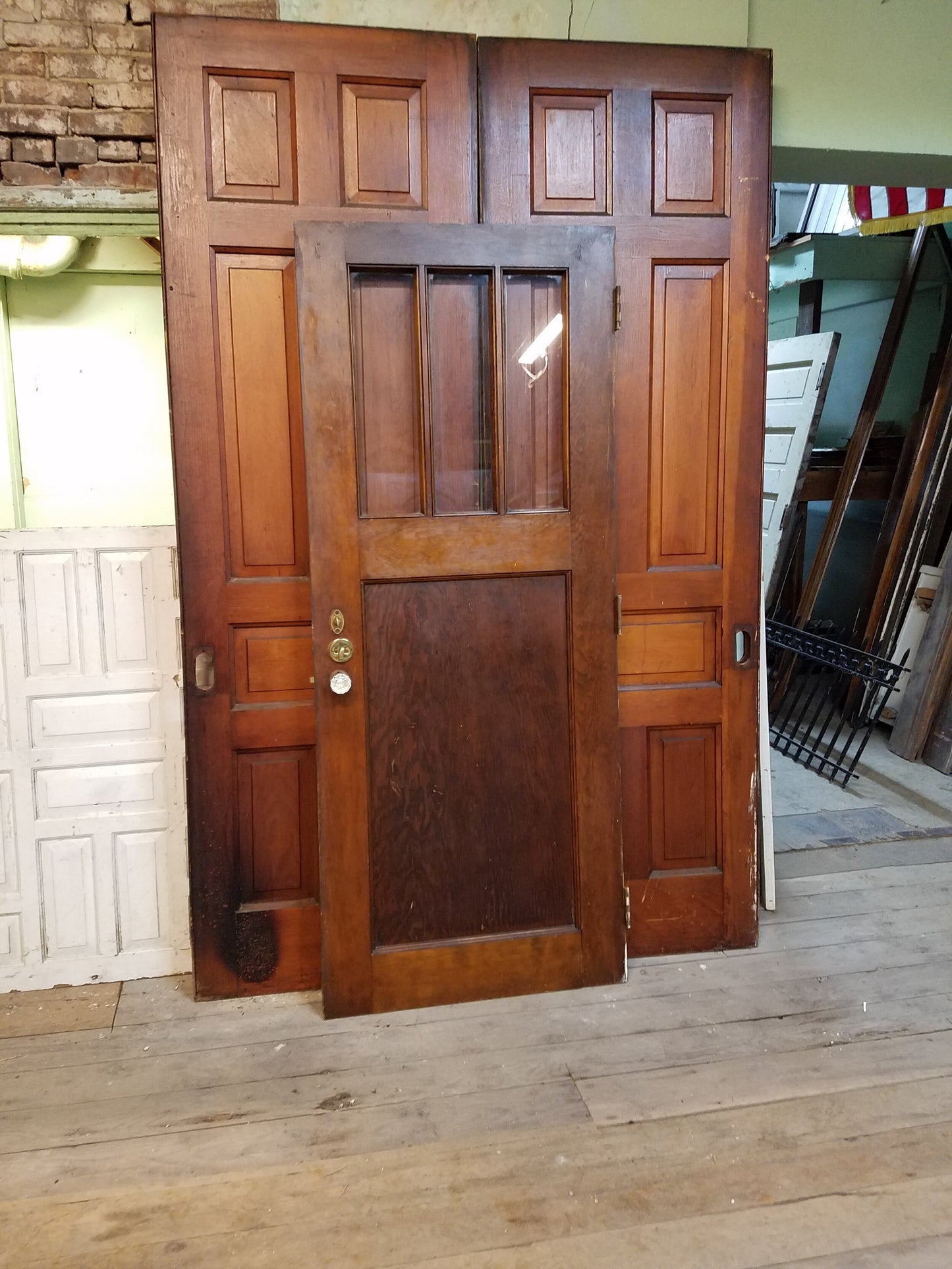 Craftsman or Mission Style Glass and Wood Front Door, Vintage Craftsman Style Entry Door