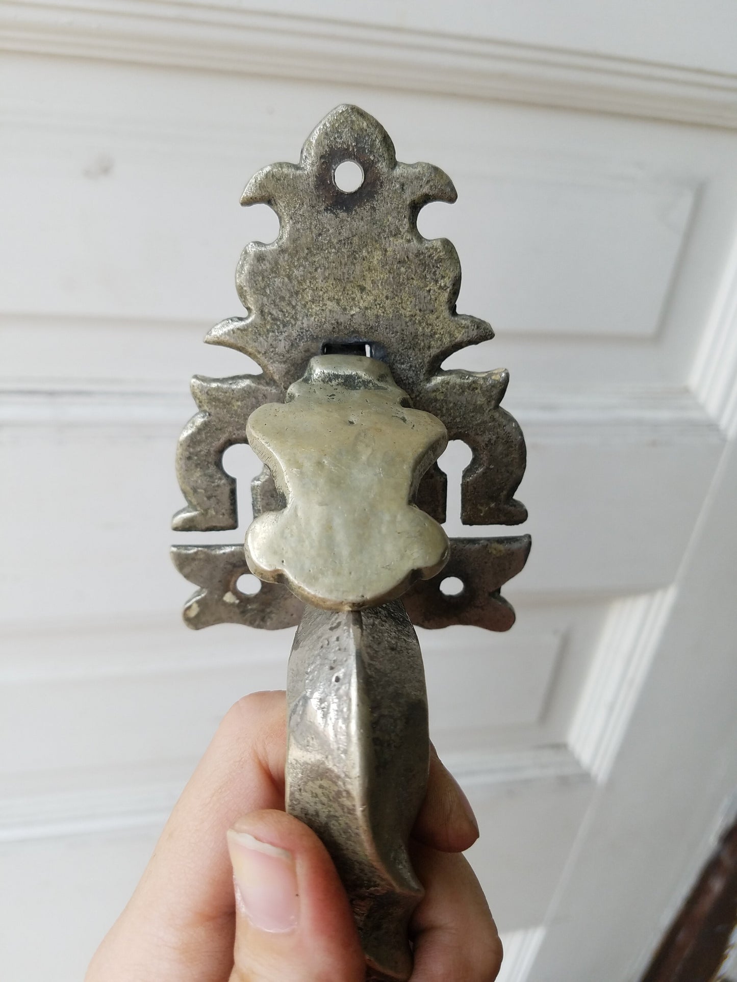 Silver Twisted Handle Door Pull, Gothic Style Antique Door Handle, Ships Free