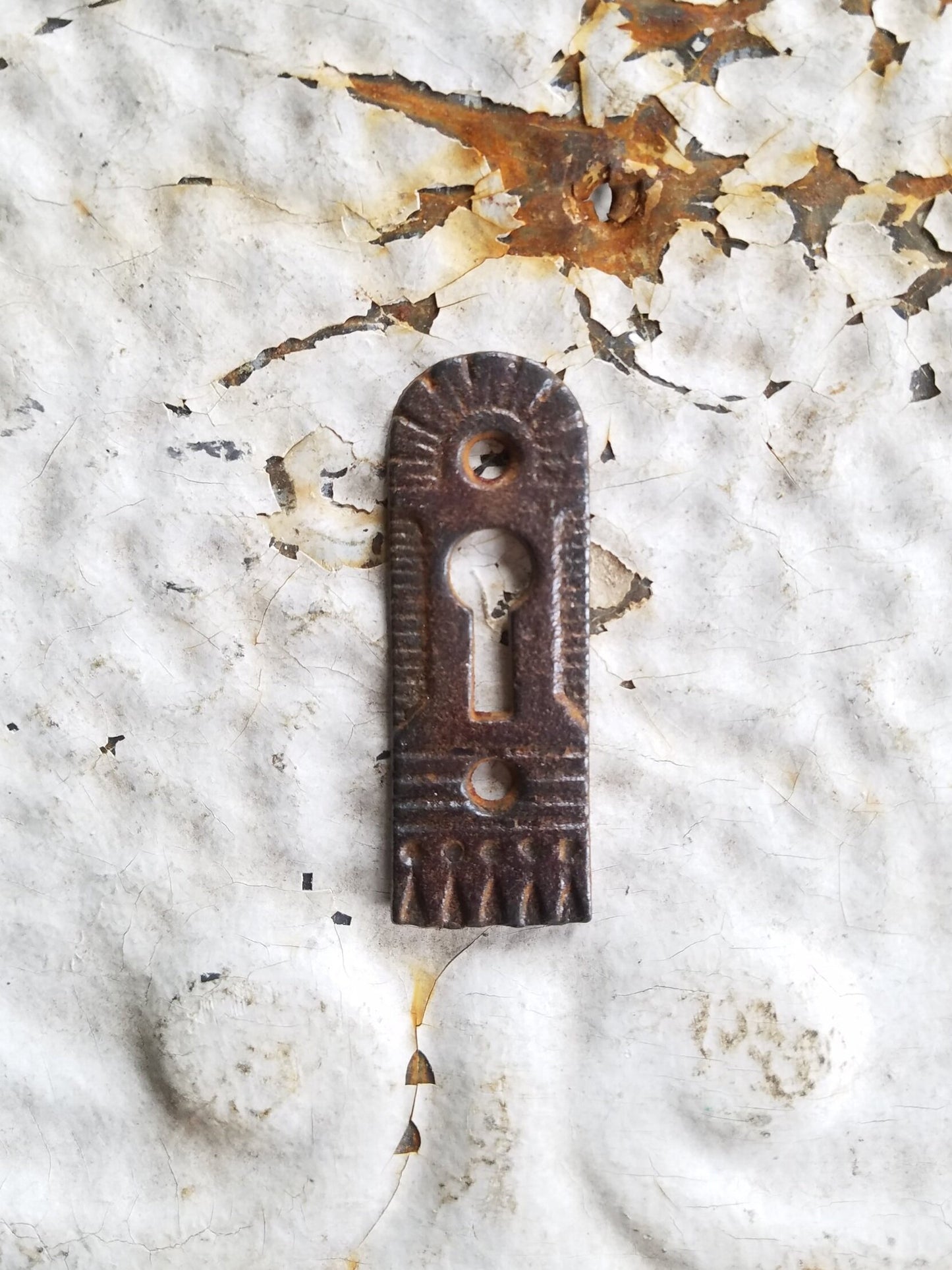 Iron Key Hole Escutcheon, Eastlake Style Cast Iron Keyhole Plate