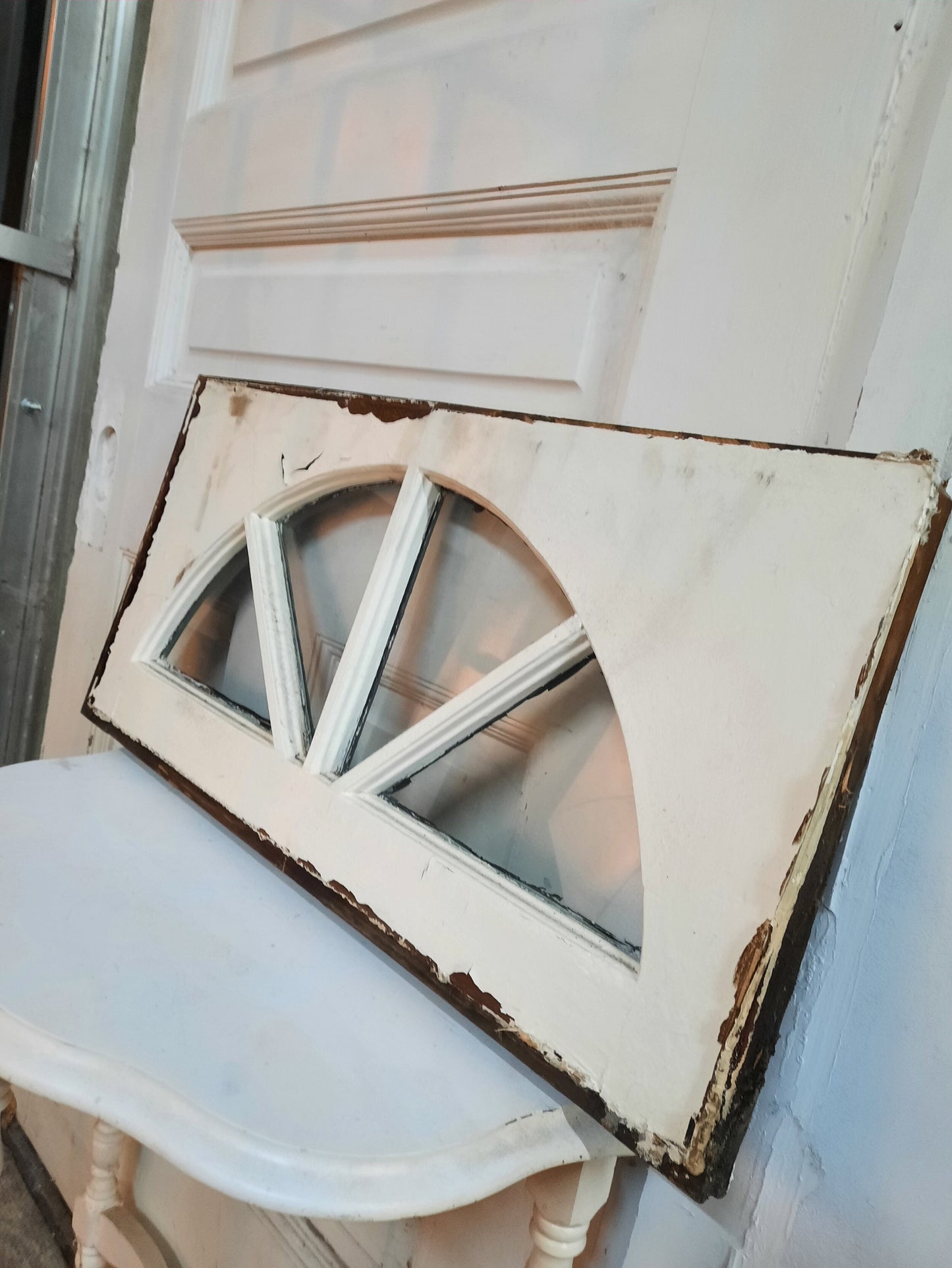 Antique Fan Style Window, Arched Wood Window Sash