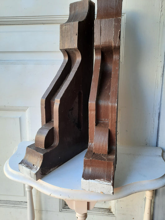 Pair Salvaged Corbels, Large Antique Corbel Brackets, Ships Free