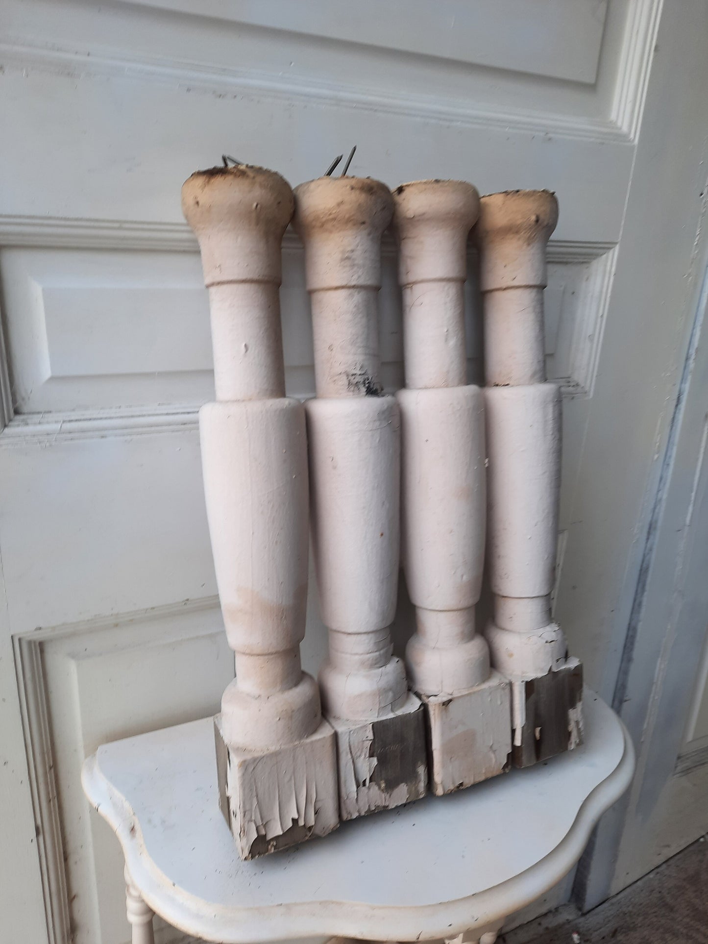 4 Chunky Spindles, 1850s Porch Balusters, Staircase Spindle Set