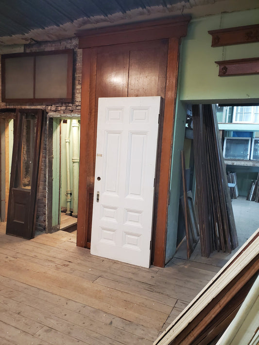 36" Antique Interior Door, White Raised Panel Solid Wood Door