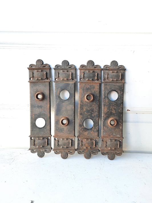 Cast Iron Entry Door Backplate, Cylinder Lock Escutcheon Plate, Ships Free