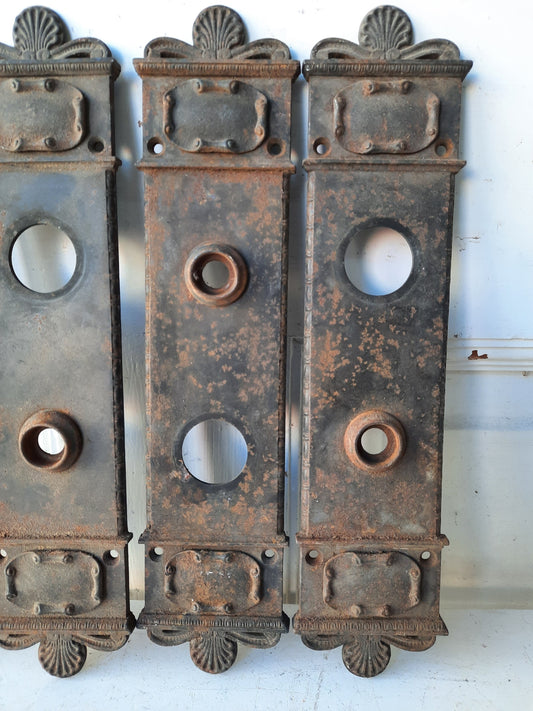 Cast Iron Entry Door Backplate, Cylinder Lock Escutcheon Plate, Ships Free