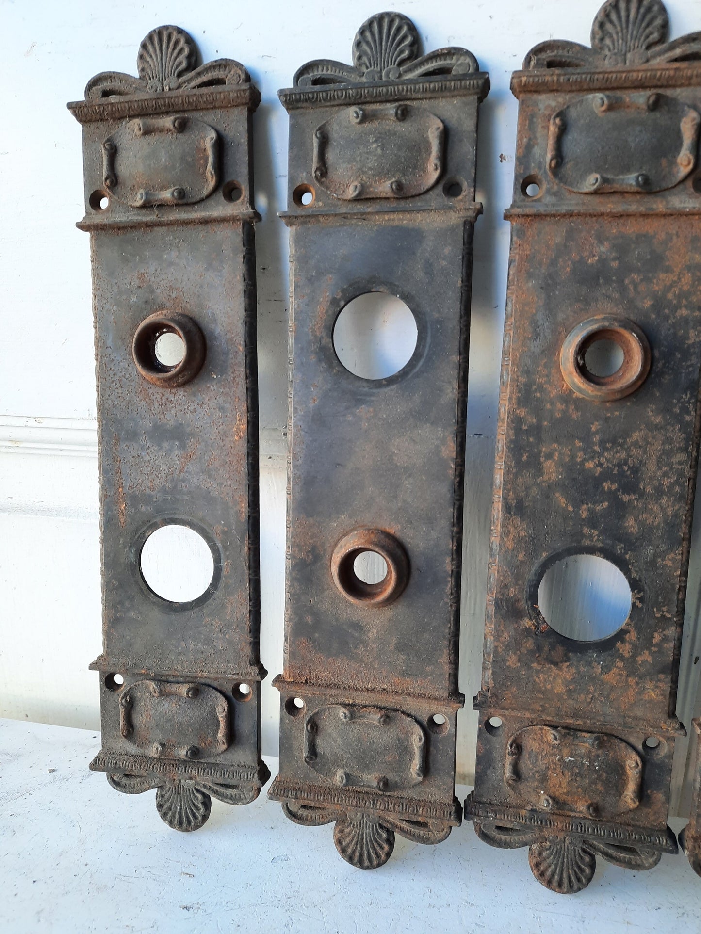 Cast Iron Entry Door Backplate, Cylinder Lock Escutcheon Plate, Ships Free