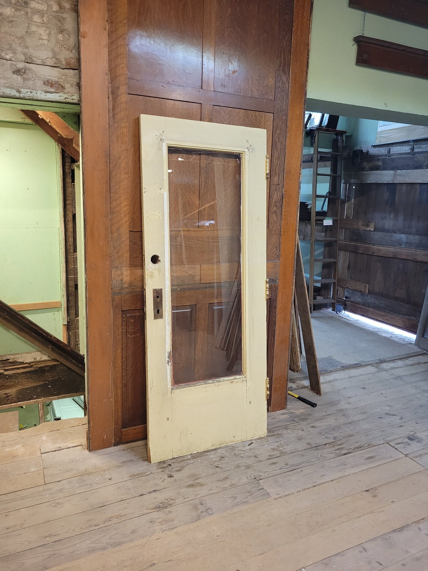 32" Beveled Glass Exterior or Entry Door, Full Glass Antique Front Door