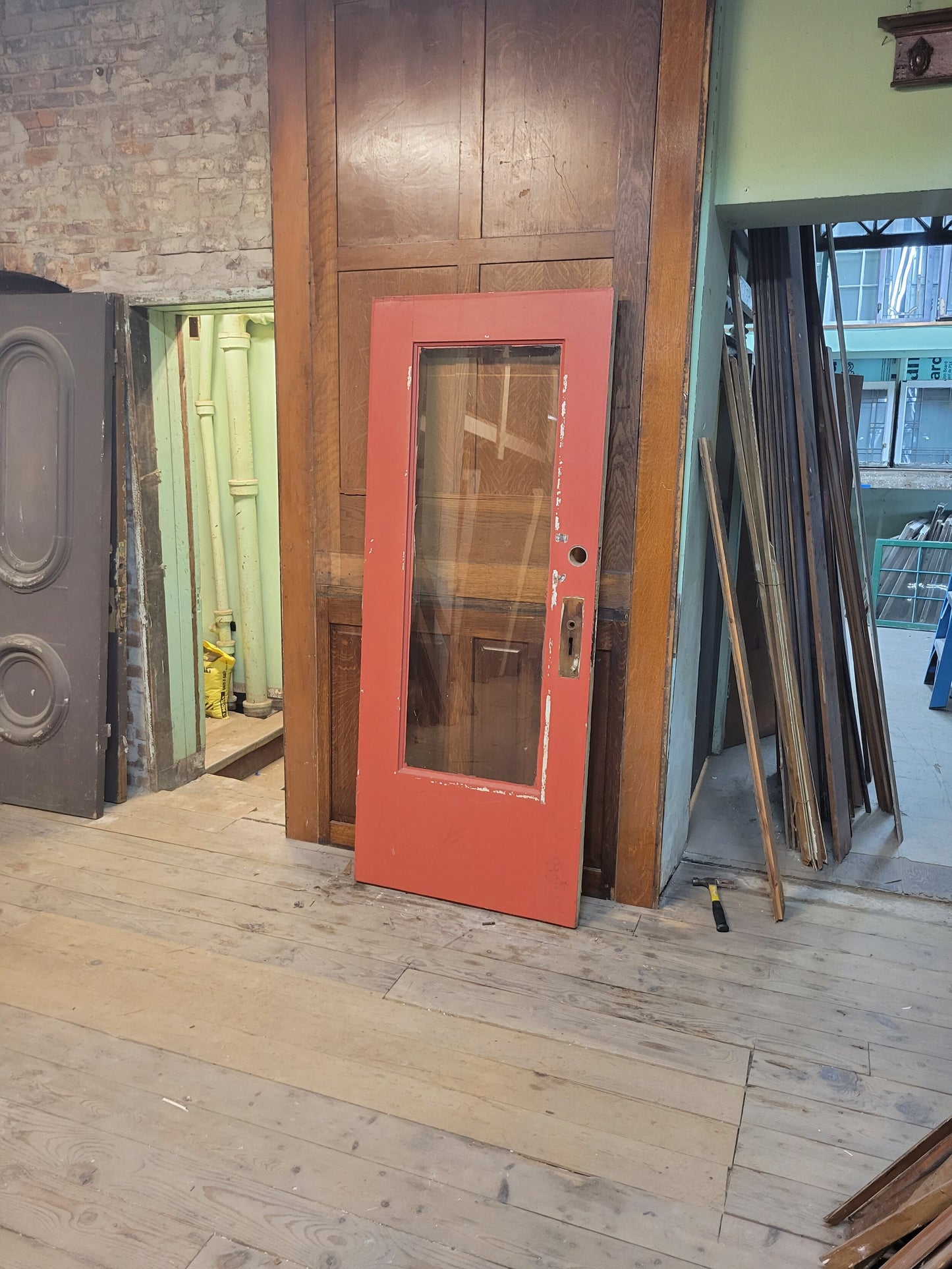 32" Beveled Glass Exterior or Entry Door, Full Glass Antique Front Door