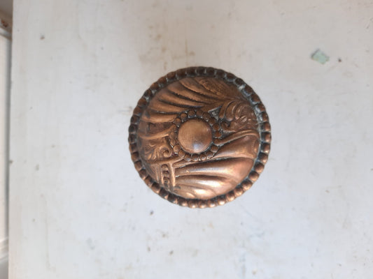 Roanoke Antique Brass Doorknob, Ornate Victorian Stamped Bronze Door Knob
