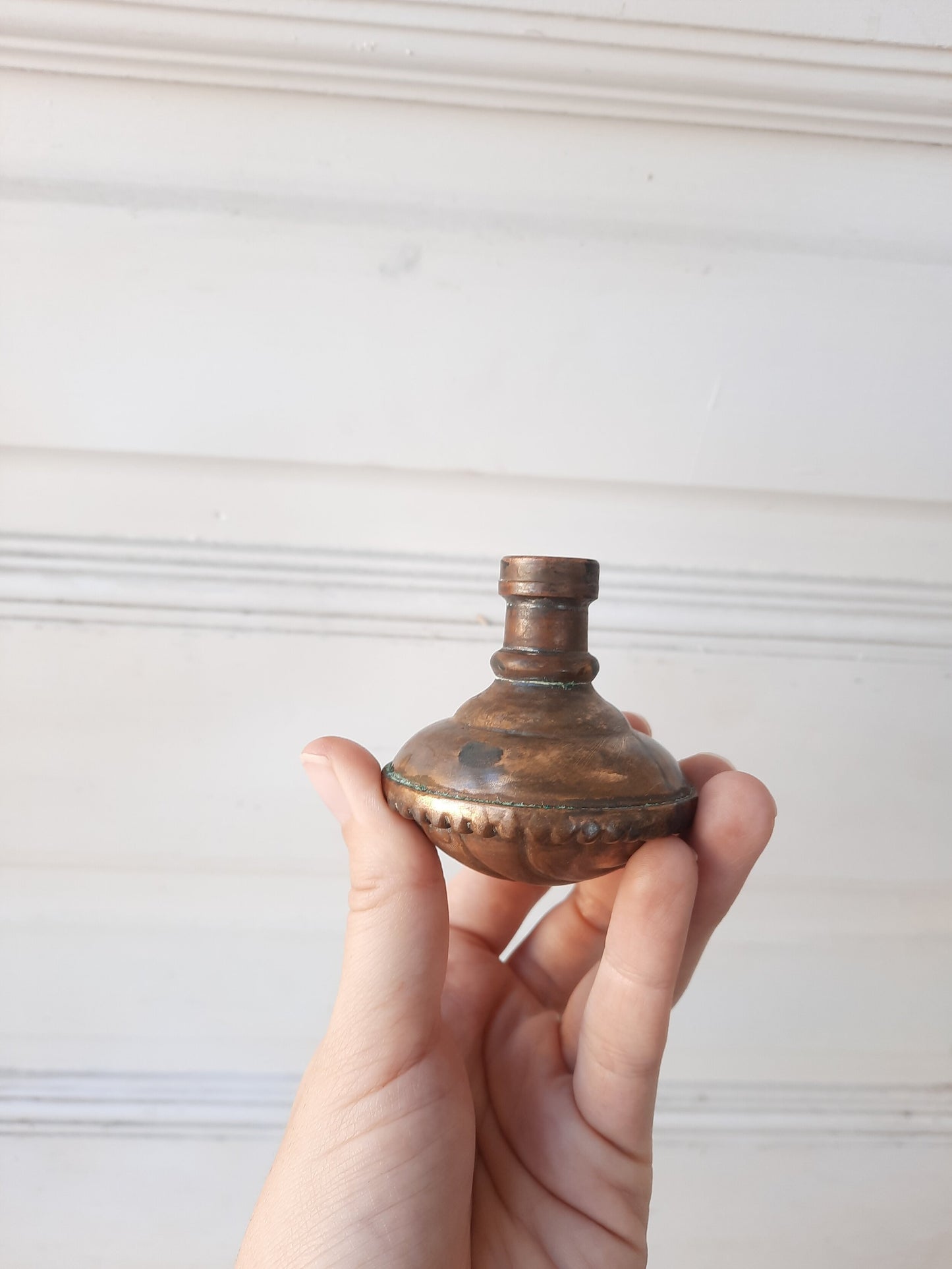 Roanoke Antique Brass Doorknob, Ornate Victorian Stamped Bronze Door Knob