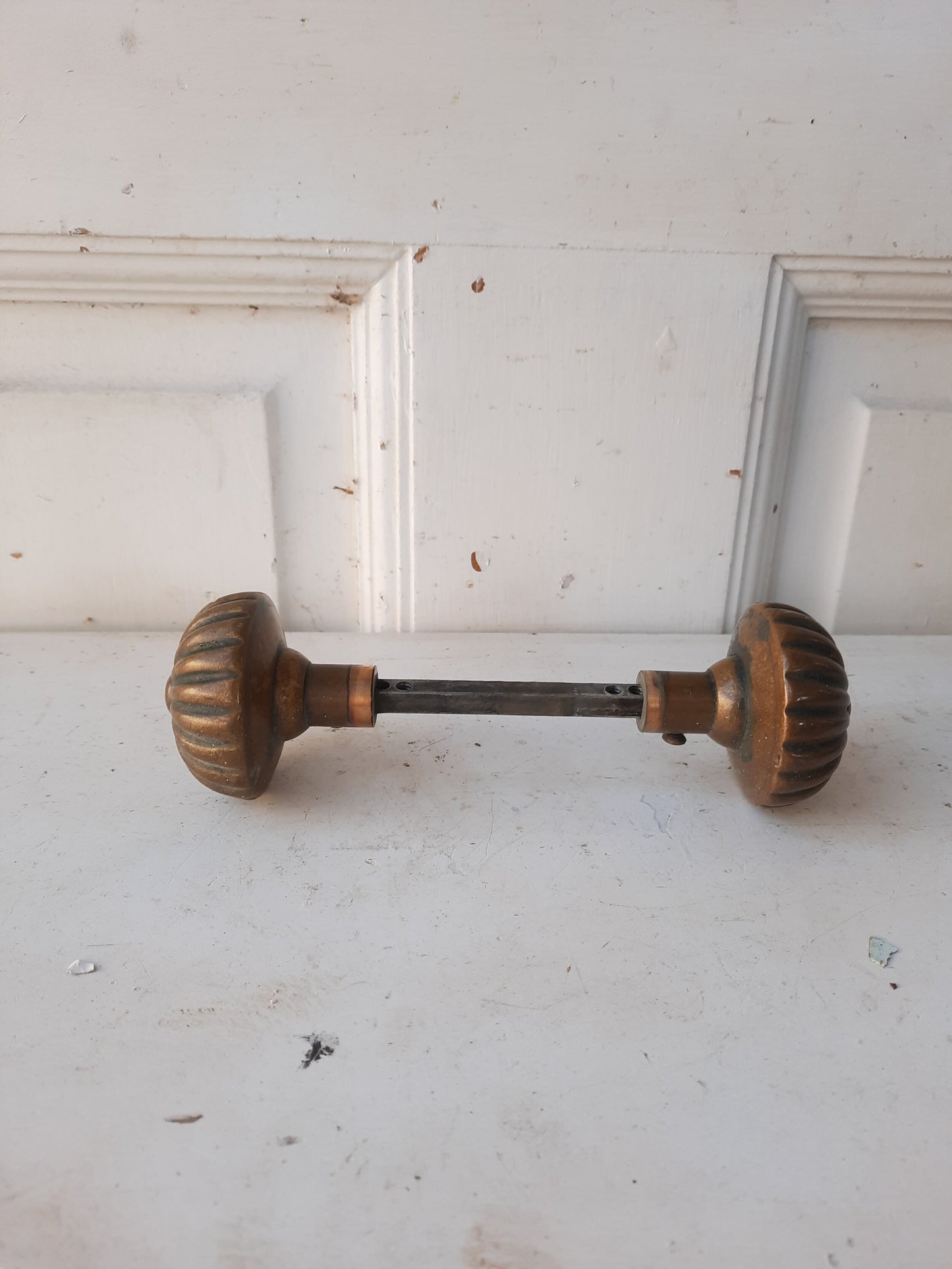 Scalloped Edge Solid Bronze Antique Doorknob Sets, Ships Free