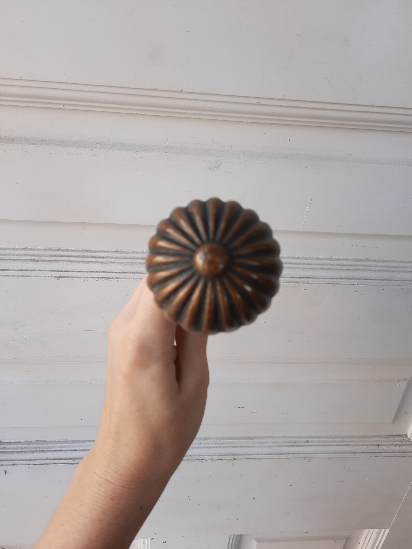 Scalloped Edge Solid Bronze Antique Doorknob Sets, Ships Free