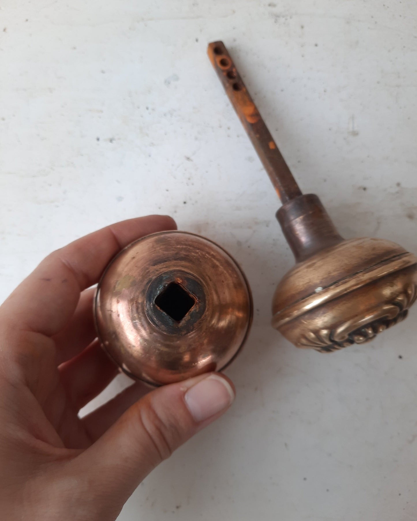 Victorian Wrought Brass Floral Doorknob Set, Ships Free