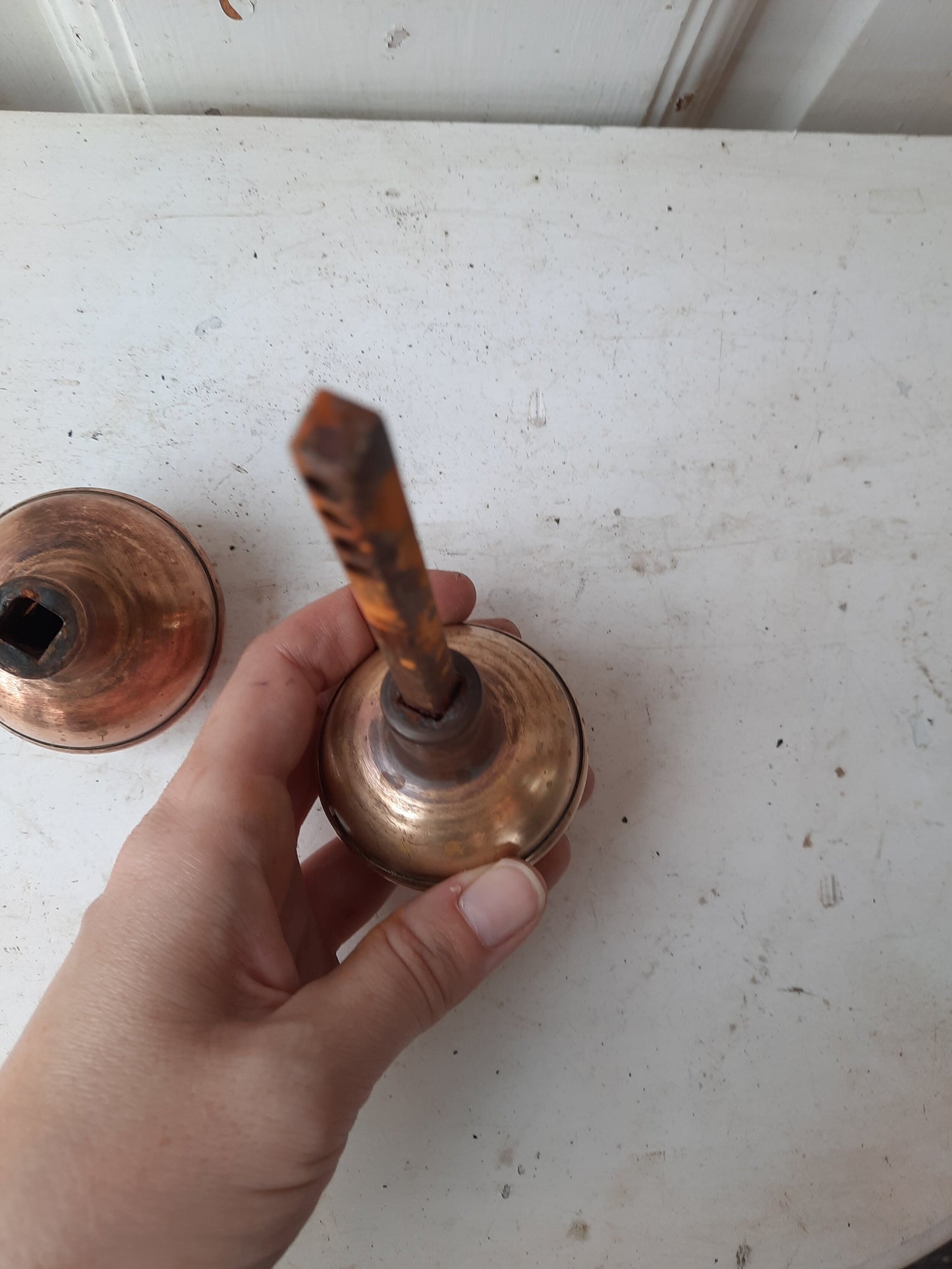 Victorian Wrought Brass Floral Doorknob Set, Ships Free