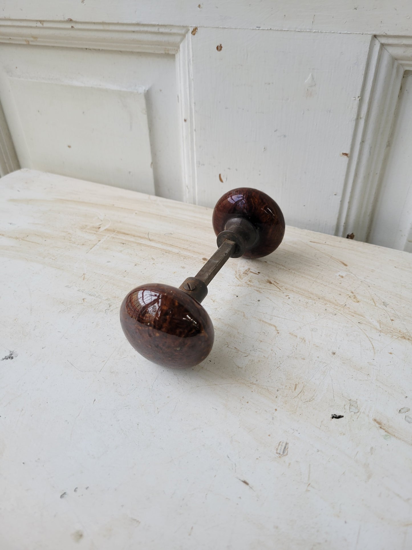 Bennington Wood Grain Mineral Glaze Antique Doorknob Set #2, Ships Free