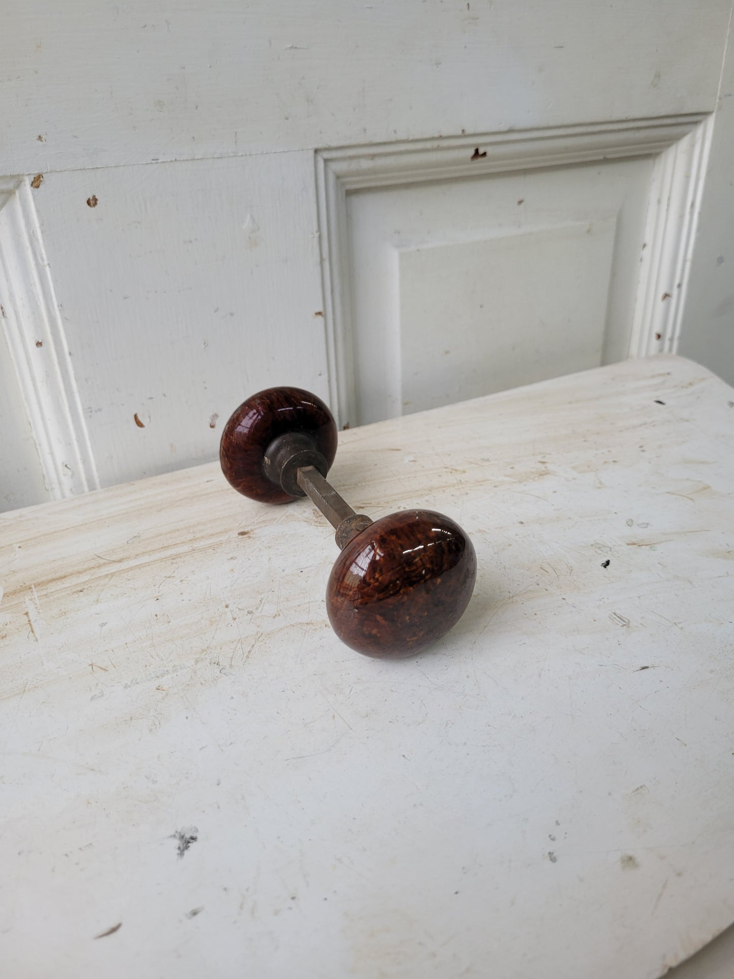 Bennington Wood Grain Mineral Glaze Antique Doorknob Set #2, Ships Free