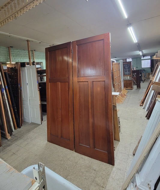 9' Pair of Vintage Three Paneled Doors, Large Double Door Set, #1