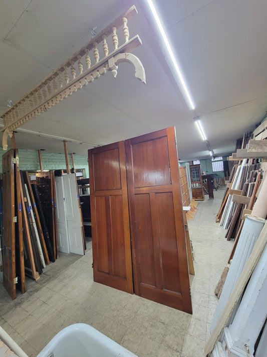 9' Pair of Vintage Three Paneled Doors, Large Double Door Set, #1