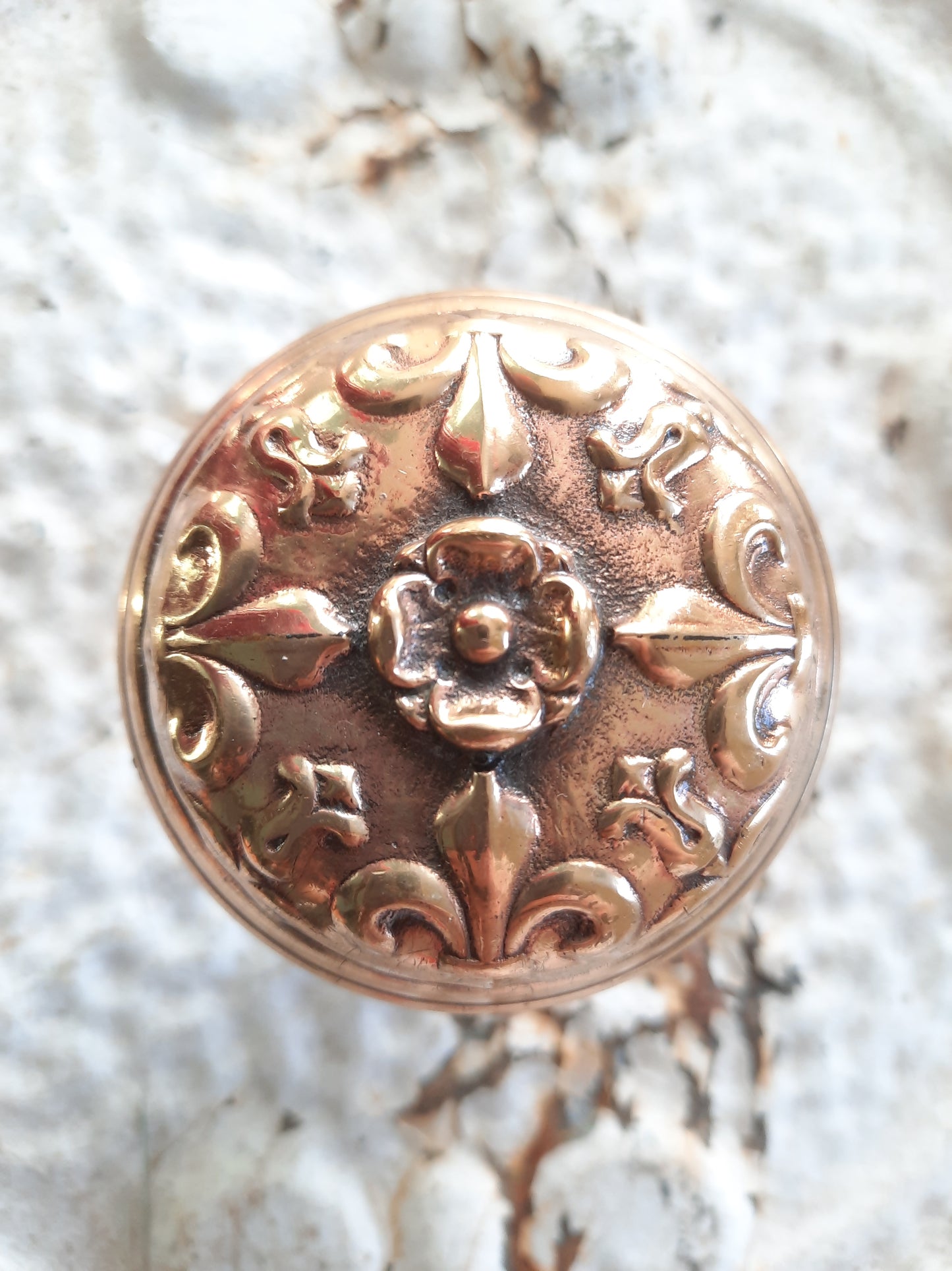 Florentine Pattern Flower Doorknob by Branford Hardware, Ornate Antique Door Knob