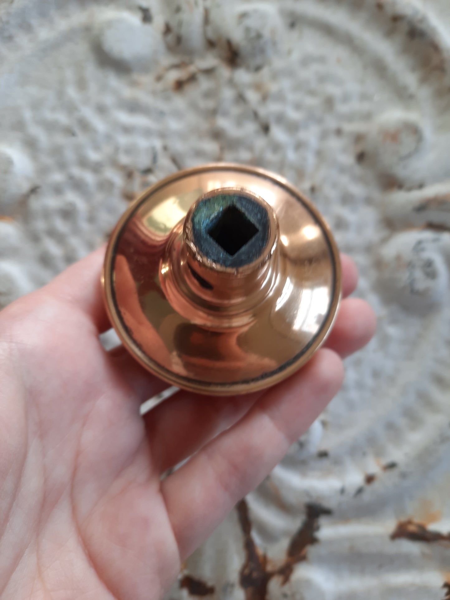 Antique Wrought Bronze Doorknob with Leaf Design H-208