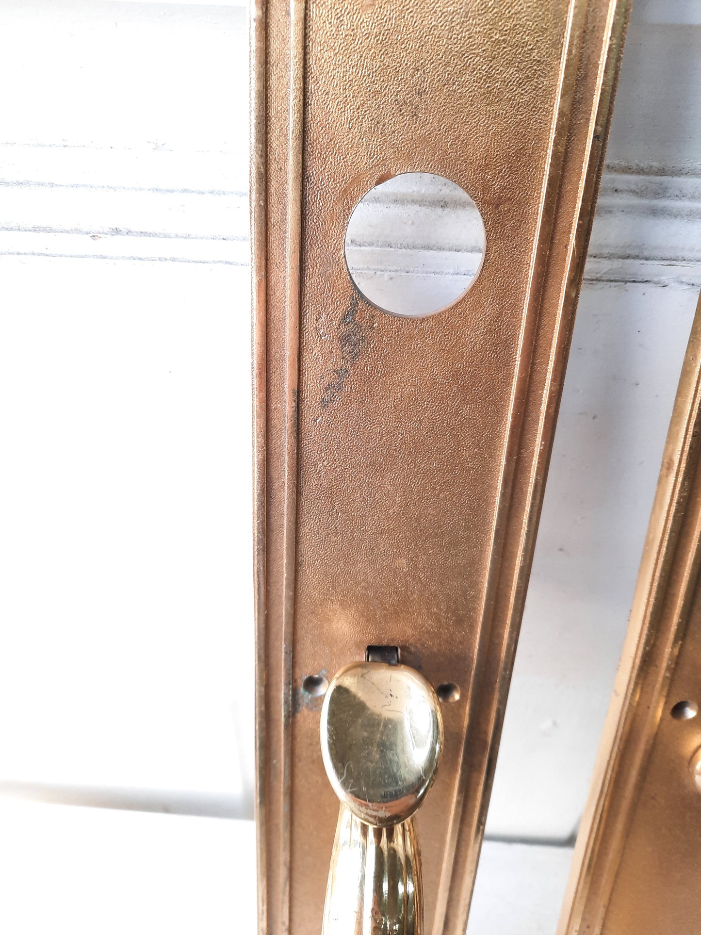 Russwin Antique Bronze Commercial Thumb Latch Pulls, Double Door Pitcher Style Handles