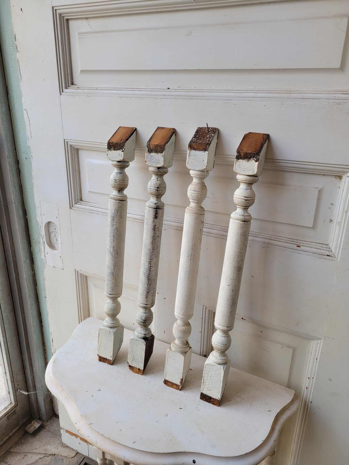 Set of Four Antique Staircase Spindles or Balusters, Staircase Railing Spindles