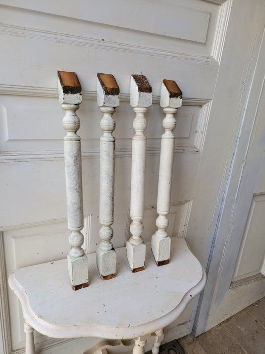 Set of Four Antique Staircase Spindles or Balusters, Staircase Railing Spindles
