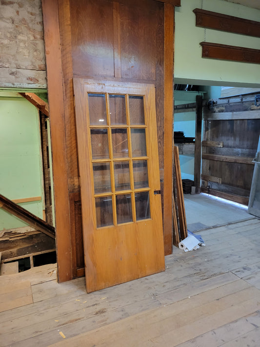 Vintage 36" Wide Classroom Door, Oak and Glass Large Door #4