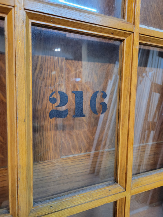 36" Wide Oak Veneer Door with Glass, Vintage Glass and Wood Door #2