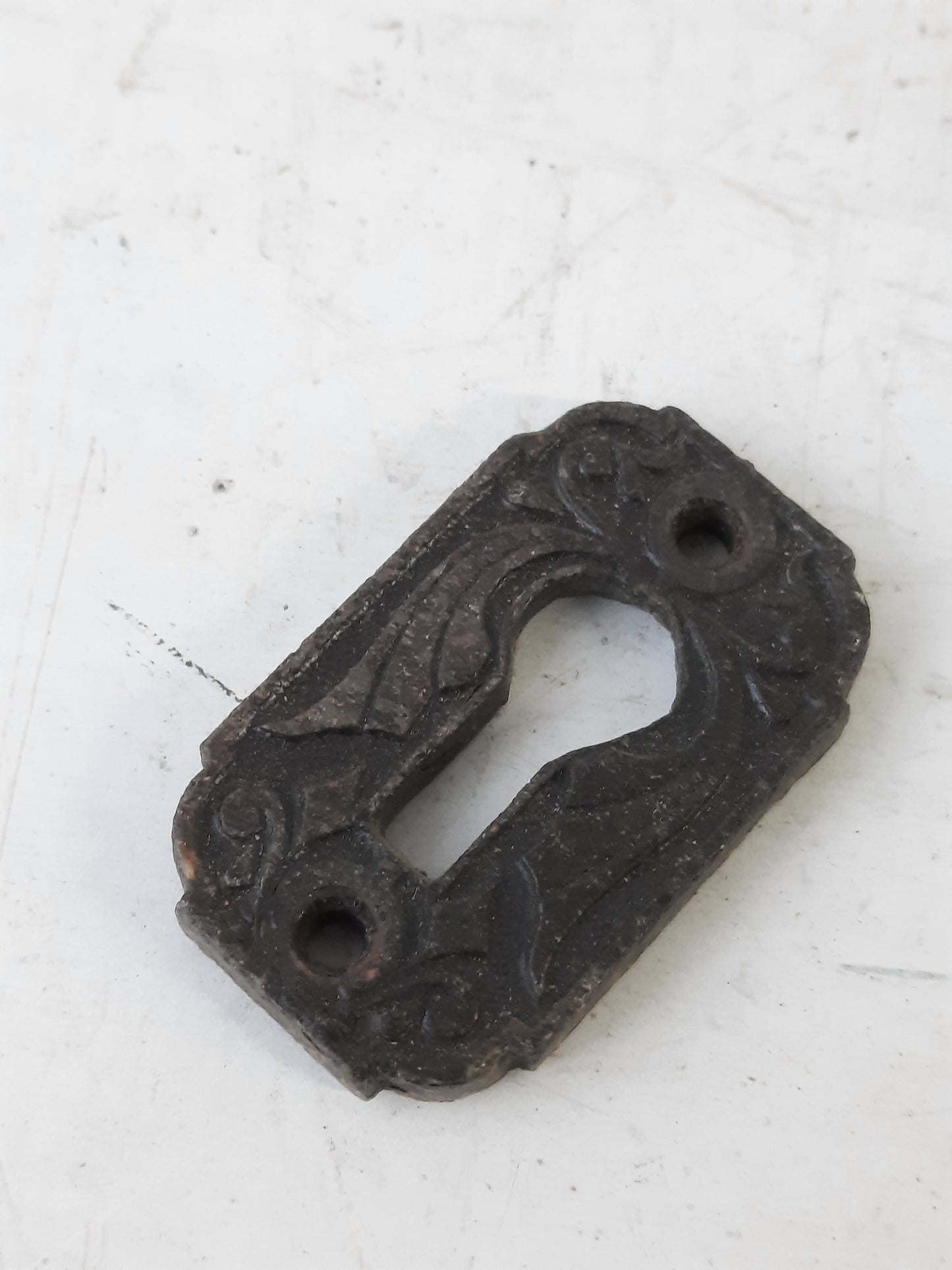 Antique Hemacite Keyhole Cover, Victorian Composite Key Hole Escutcheon