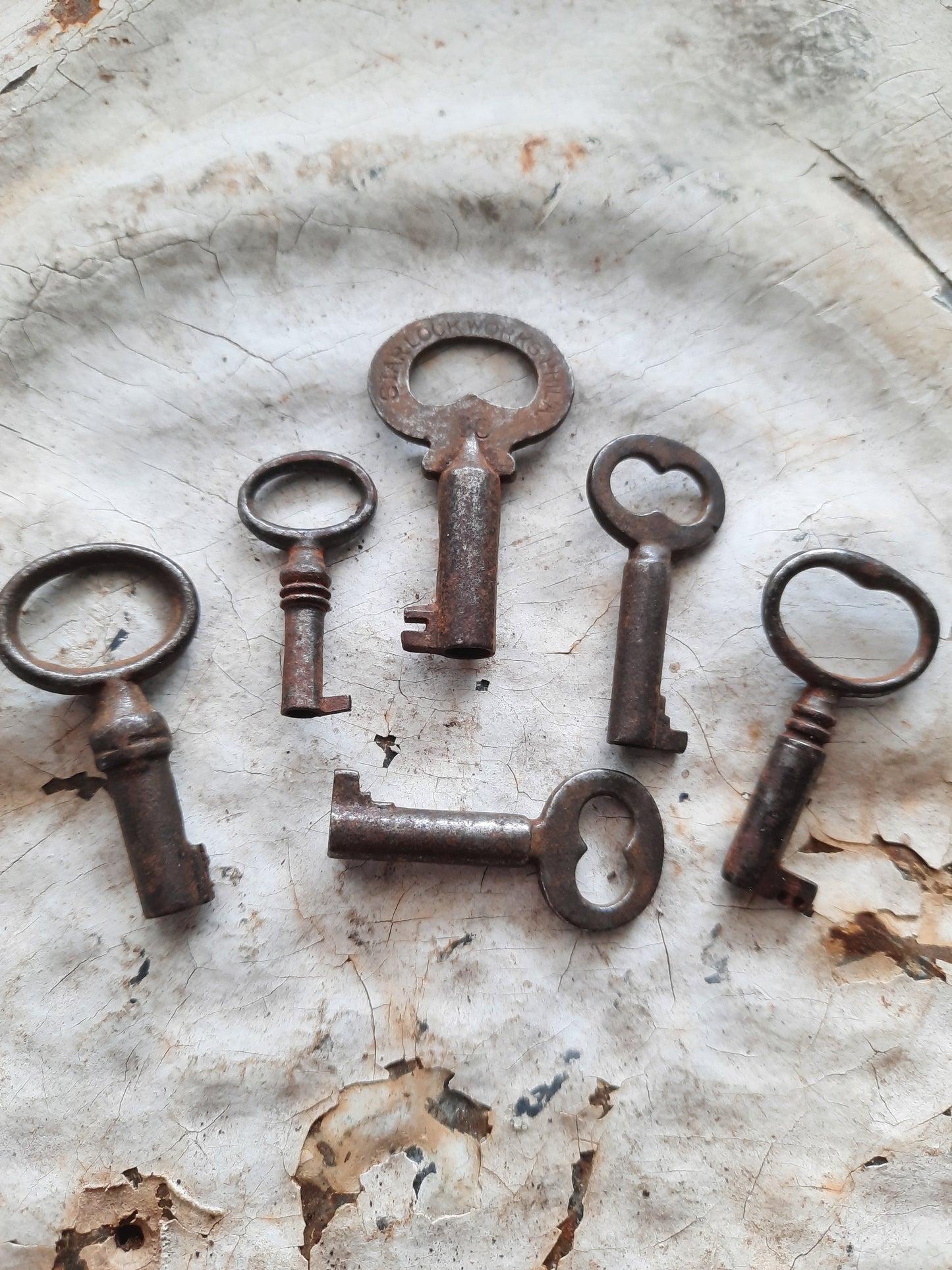 Set Of Six Very Small Vintage Keys, Tiny Antique Skeleton Key Set