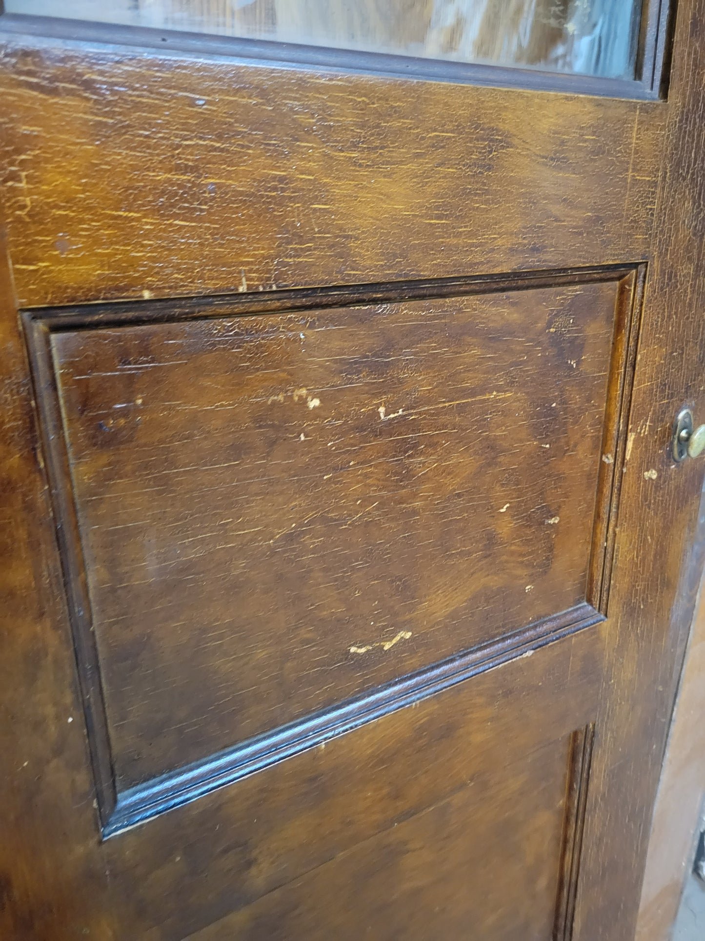 24" Narrow Vintage Swinging Door with Window, Wood and Glass Butler Style Door