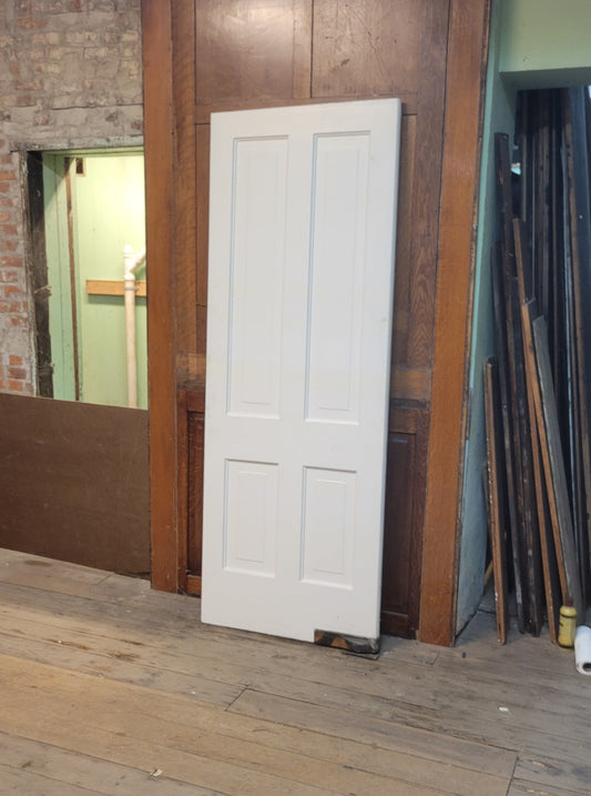 31" Antique Swinging Four Panel Door, Large White Butler Style Door