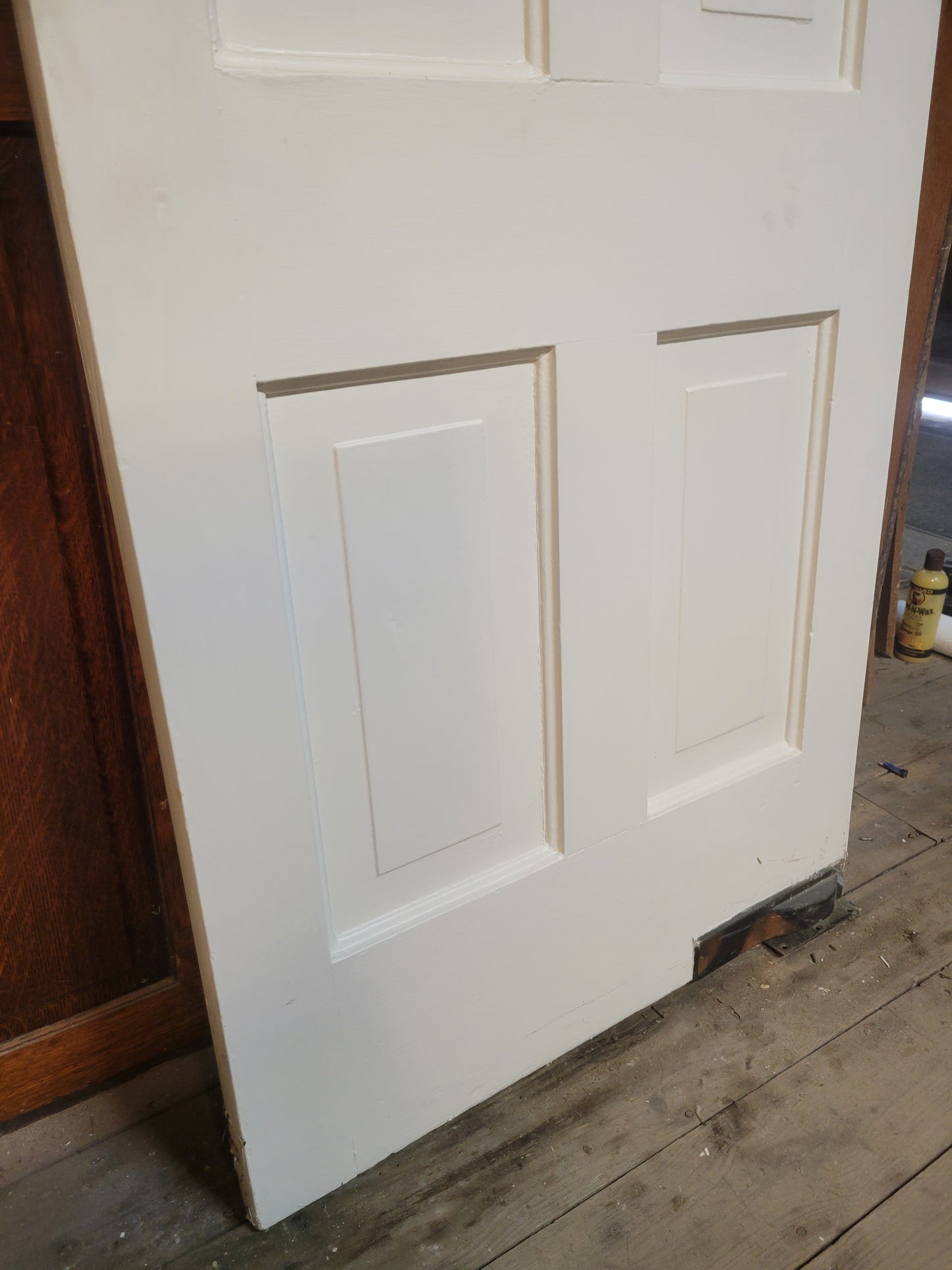 31" Antique Swinging Four Panel Door, Large White Butler Style Door