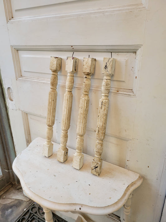 Set of 10 Antique White Spindles, Victorian Staircase Spindles or Balusters