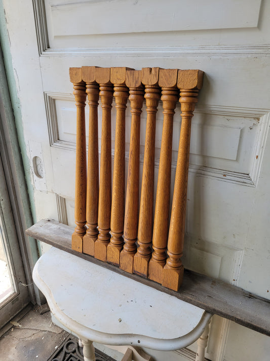 Set of 8 Antique Wood Staircase Spindles, 8 Matching Stair Balusters