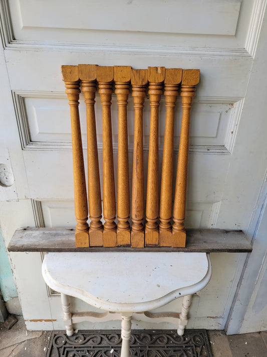 Set of 8 Antique Wood Staircase Spindles, 8 Matching Stair Balusters