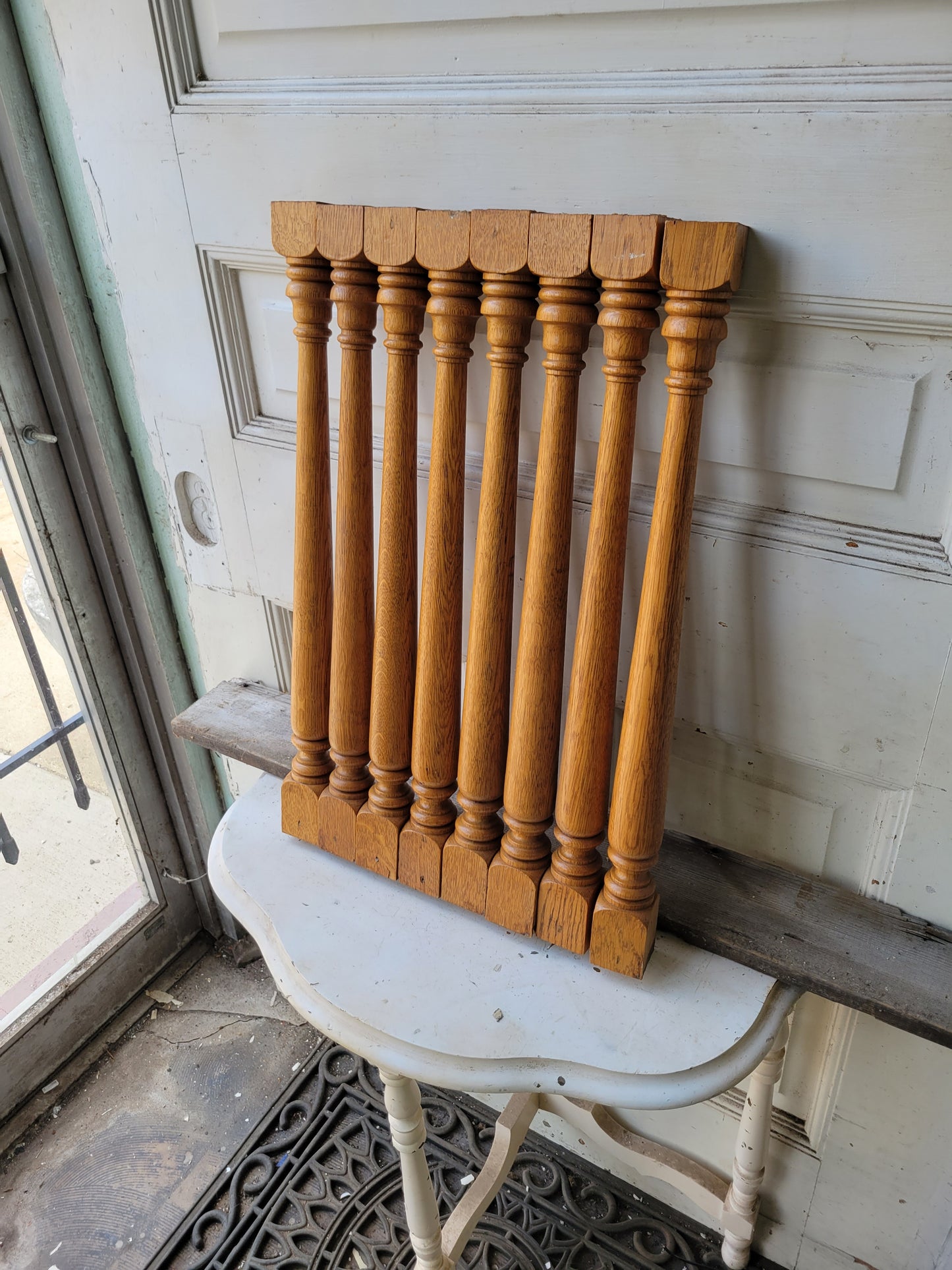 Set of 8 Antique Wood Staircase Spindles, 8 Matching Stair Balusters