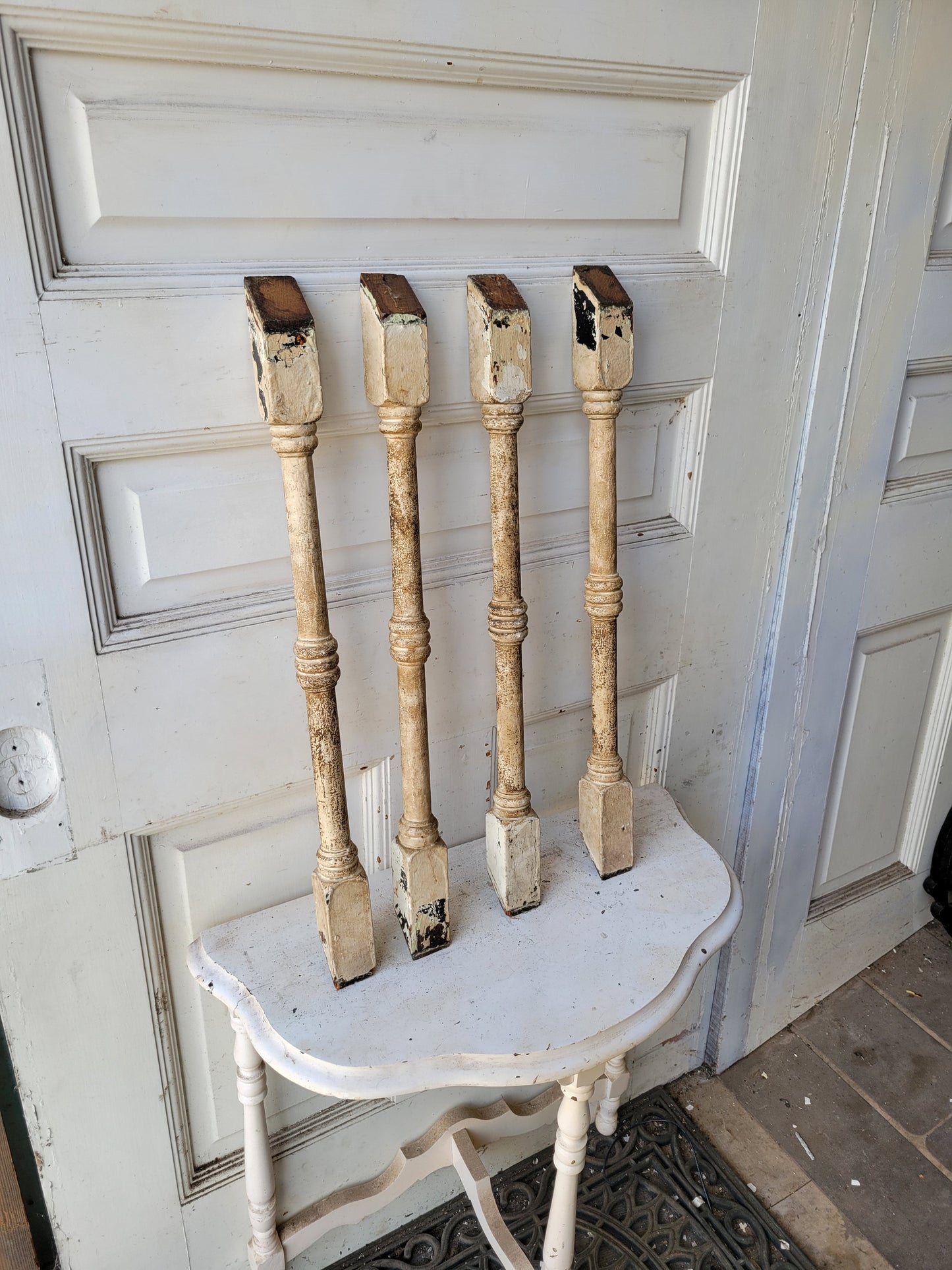 16 Matching Antique White Square Spindles, Victorian Staircase Spindle Set, Balusters