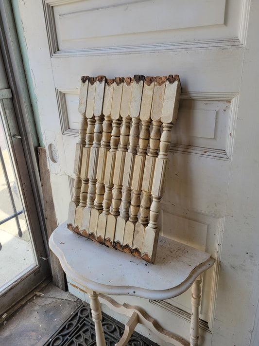 10 Matching Antique White Square Spindles, Victorian Wood Staircase Spindle Set, Balusters