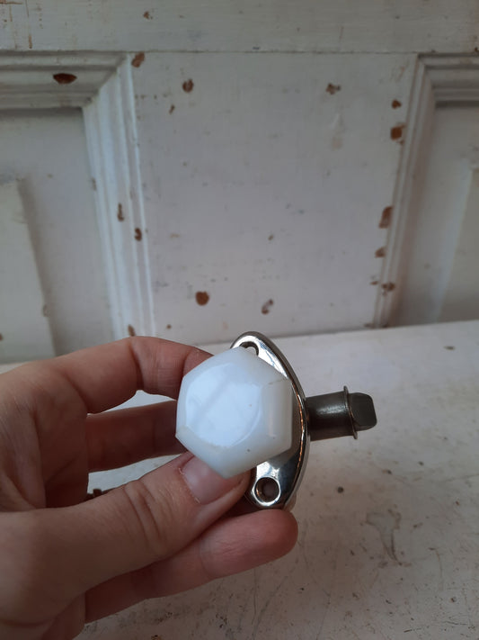 Milk Glass Closet Door or Bathroom Door Latch Set, Vintage Spring Loaded Small Door Lock